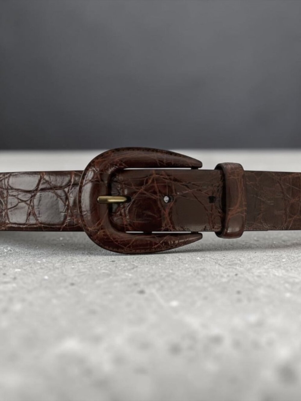 Vintage TexTan Brown Alligator Leather Belt Size 28 Cowhide Lined 9992M USA